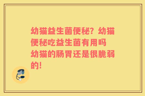 幼猫益生菌便秘？幼猫便秘吃益生菌有用吗 幼猫的肠胃还是很脆弱的!