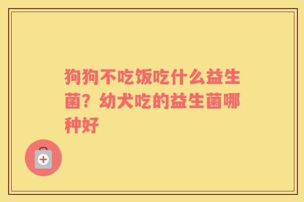 狗狗不吃饭吃什么益生菌？幼犬吃的益生菌哪种好