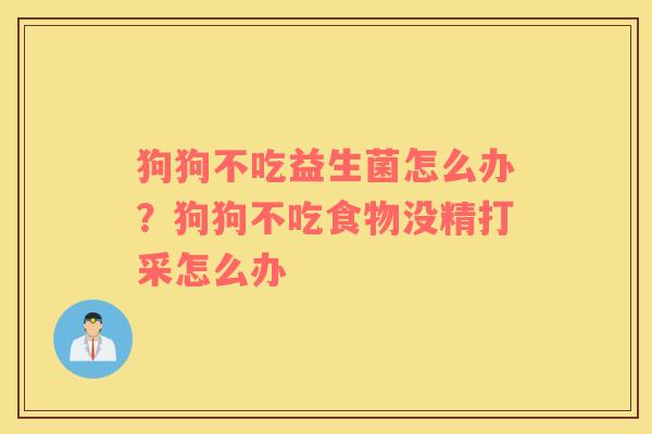 狗狗不吃益生菌怎么办？狗狗不吃食物没精打采怎么办