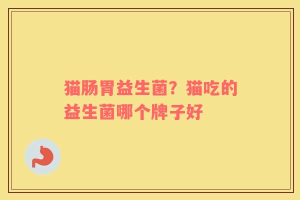猫肠胃益生菌？猫吃的益生菌哪个牌子好