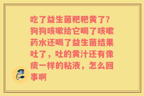 吃了益生菌粑粑黄了？狗狗给它喝了药水还喝了益生菌结果吐了，吐的黄汁还有像痰一样的粘液，怎么回事啊