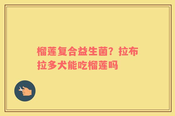 榴莲复合益生菌？拉布拉多犬能吃榴莲吗