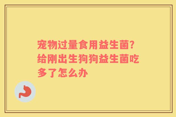 宠物过量食用益生菌？给刚出生狗狗益生菌吃多了怎么办