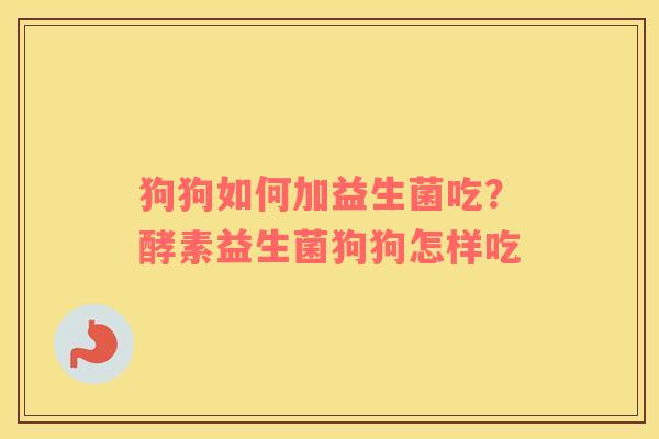 狗狗如何加益生菌吃？酵素益生菌狗狗怎样吃