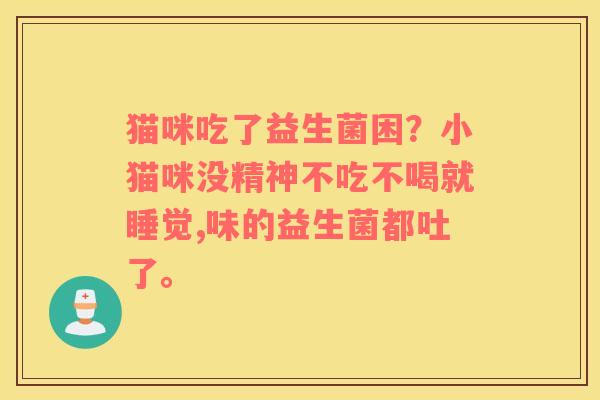 猫咪吃了益生菌困？小猫咪没精神不吃不喝就睡觉,味的益生菌都吐了。