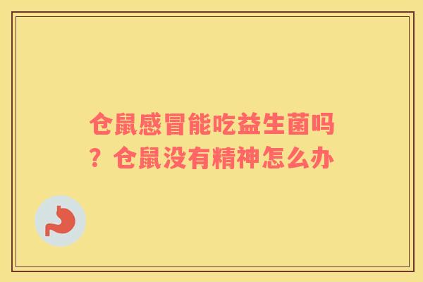 仓鼠感冒能吃益生菌吗？仓鼠没有精神怎么办