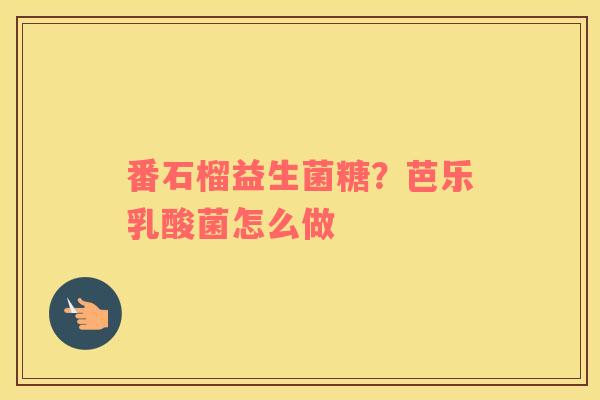 番石榴益生菌糖？芭乐乳酸菌怎么做