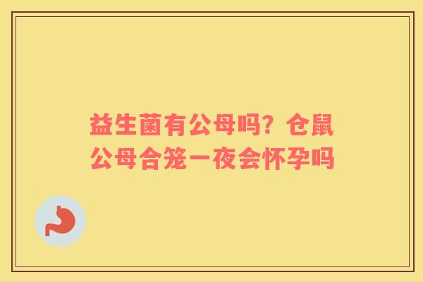 益生菌有公母吗？仓鼠公母合笼一夜会怀孕吗