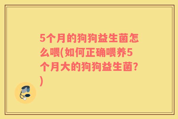 5个月的狗狗益生菌怎么喂(如何正确喂养5个月大的狗狗益生菌？)