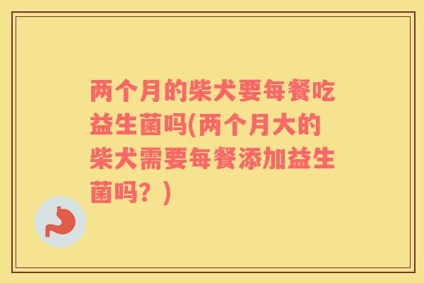 两个月的柴犬要每餐吃益生菌吗(两个月大的柴犬需要每餐添加益生菌吗？)