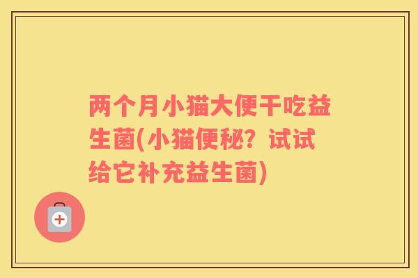 两个月小猫大便干吃益生菌(小猫？试试给它补充益生菌)