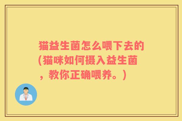猫益生菌怎么喂下去的(猫咪如何摄入益生菌，教你正确喂养。)
