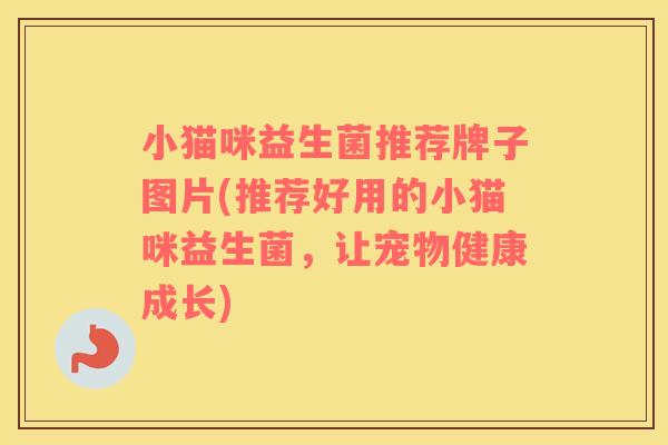 小猫咪益生菌推荐牌子图片(推荐好用的小猫咪益生菌，让宠物健康成长)