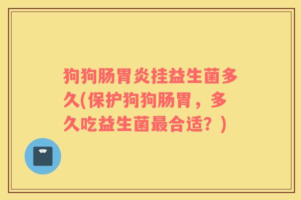 狗狗肠挂益生菌多久(保护狗狗肠胃,多久吃益生菌合适?) 狗狗肠挂益生菌多久(保护狗狗肠胃,多久吃益生菌合适?)