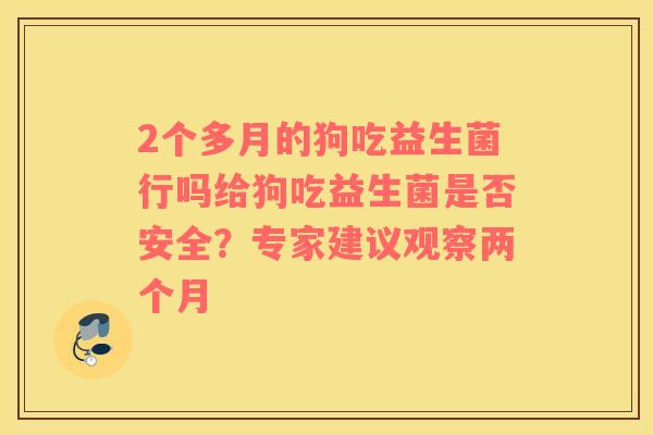 2个多月的狗吃益生菌行吗给狗吃益生菌是否安全？专家建议观察两个月