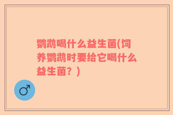 鹦鹉喝什么益生菌(饲养鹦鹉时要给它喝什么益生菌？)