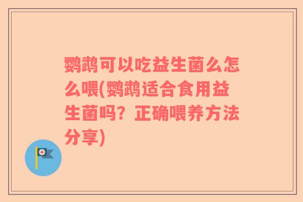 鹦鹉可以吃益生菌么怎么喂(鹦鹉适合食用益生菌吗？正确喂养方法分享)