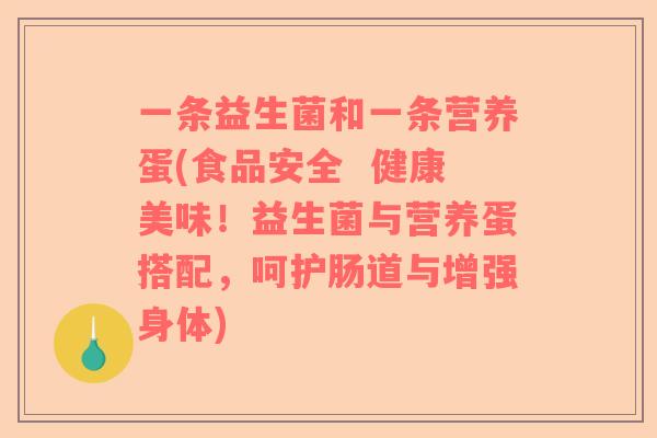 一条益生菌和一条营养蛋(食品安全  健康美味！益生菌与营养蛋搭配，呵护肠道与增强身体)