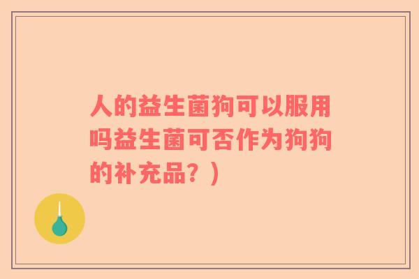 人的益生菌狗可以服用吗益生菌可否作为狗狗的补充品？)