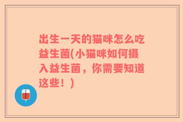 出生一天的猫咪怎么吃益生菌(小猫咪如何摄入益生菌，你需要知道这些！)