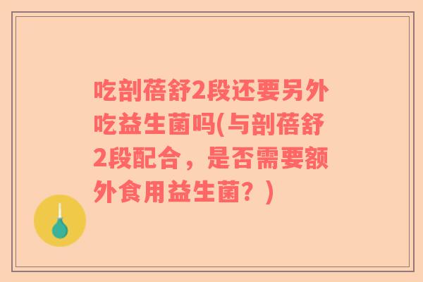 吃剖蓓舒2段还要另外吃益生菌吗(与剖蓓舒2段配合，是否需要额外食用益生菌？)