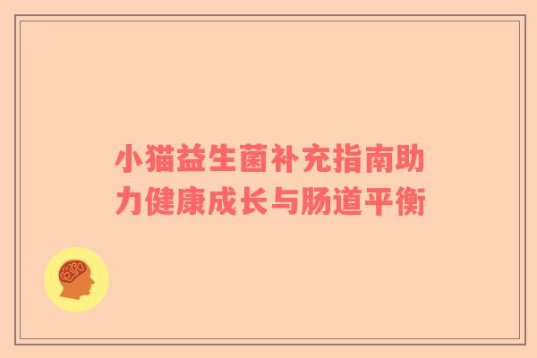 小猫益生菌补充指南助力健康成长与肠道平衡