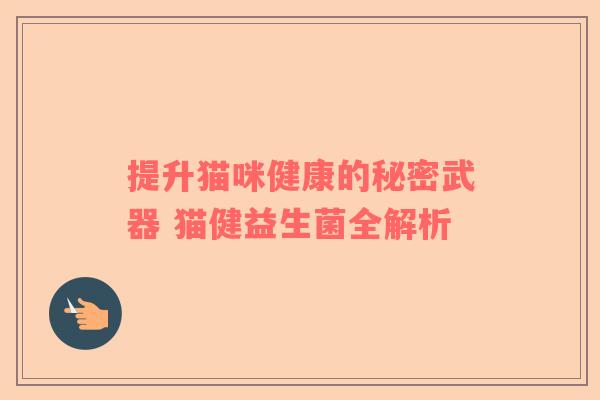 提升猫咪健康的秘密武器 猫健益生菌全解析