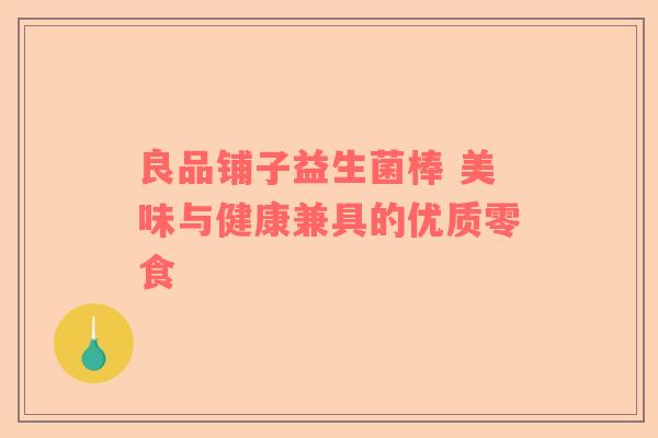 良品铺子益生菌棒 美味与健康兼具的优质零食