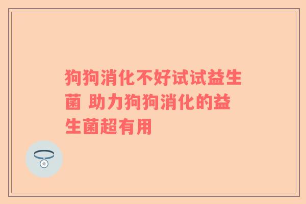 狗狗消化不好试试益生菌 助力狗狗消化的益生菌超有用