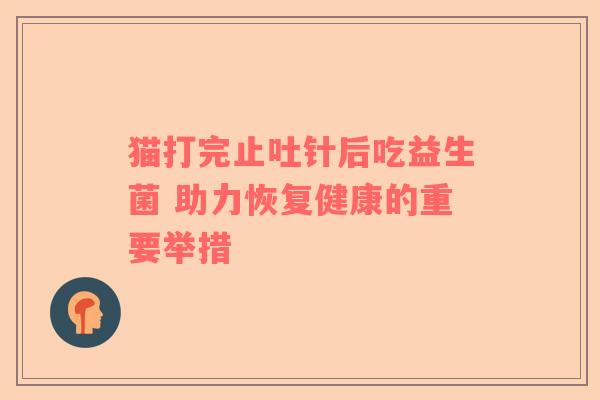 猫打完止吐针后吃益生菌 助力恢复健康的重要举措