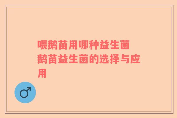 喂鹅苗用哪种益生菌 鹅苗益生菌的选择与应用