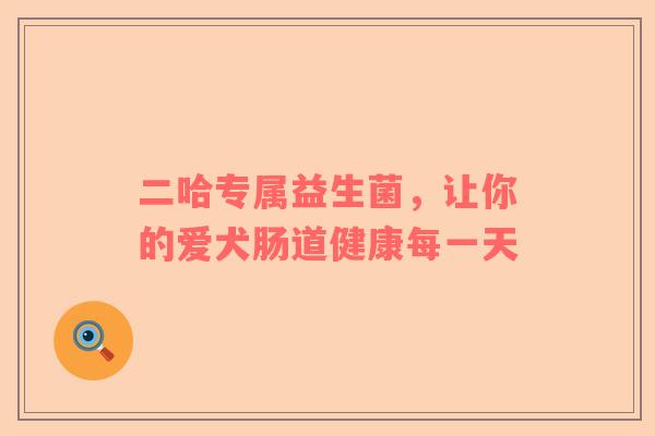 二哈专属益生菌，让你的爱犬肠道健康每一天