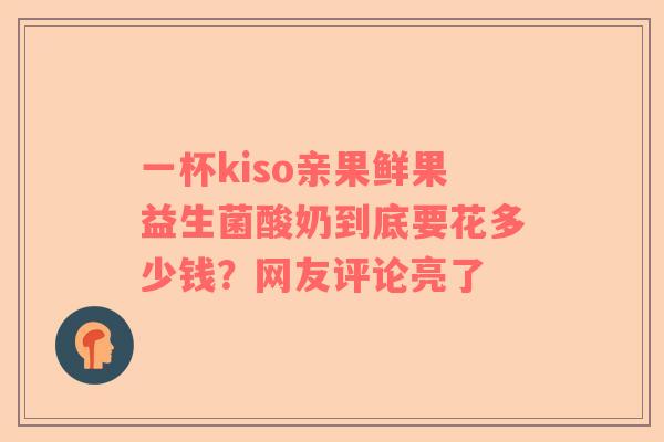 一杯kiso亲果鲜果益生菌酸奶到底要花多少钱？网友评论亮了
