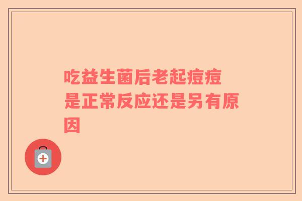 吃益生菌后老起痘痘 是正常反应还是另有原因