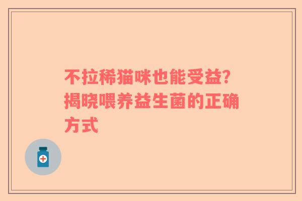不拉稀猫咪也能受益？揭晓喂养益生菌的正确方式