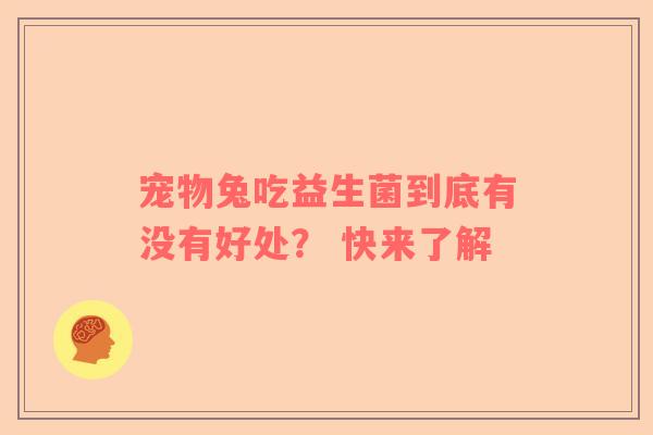 宠物兔吃益生菌到底有没有好处？ 快来了解