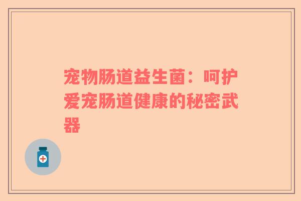 宠物肠道益生菌：呵护爱宠肠道健康的秘密武器