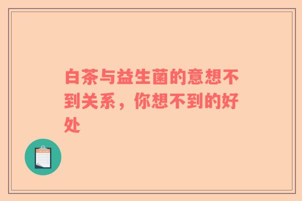白茶与益生菌的意想不到关系，你想不到的好处