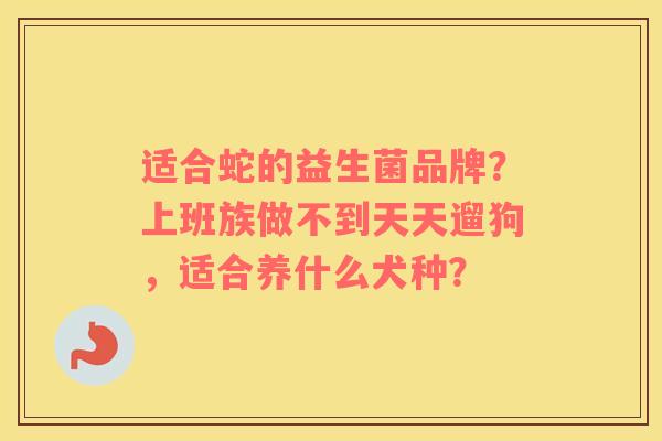 适合蛇的益生菌品牌?上班族做不到天天遛狗,适合养什么犬种? 适合蛇的益生菌品牌?上班族做不到天天遛狗,适合养什么犬种?