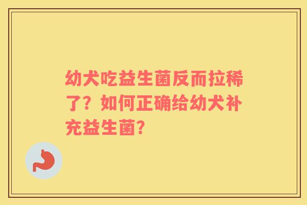 幼犬吃益生菌反而拉稀了？如何正确给幼犬补充益生菌？