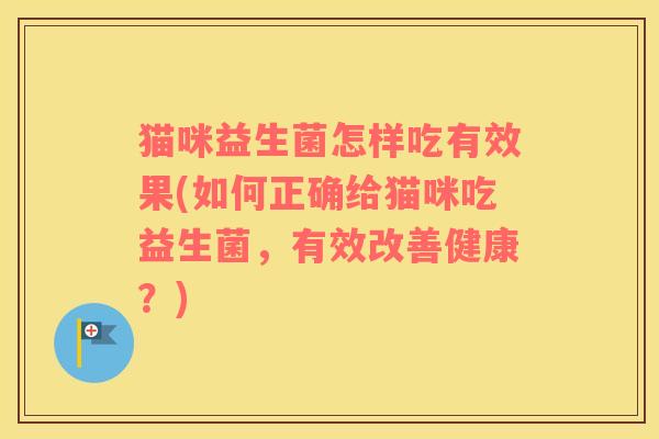 猫咪益生菌怎样吃有效果(如何正确给猫咪吃益生菌，有效改善健康？)
