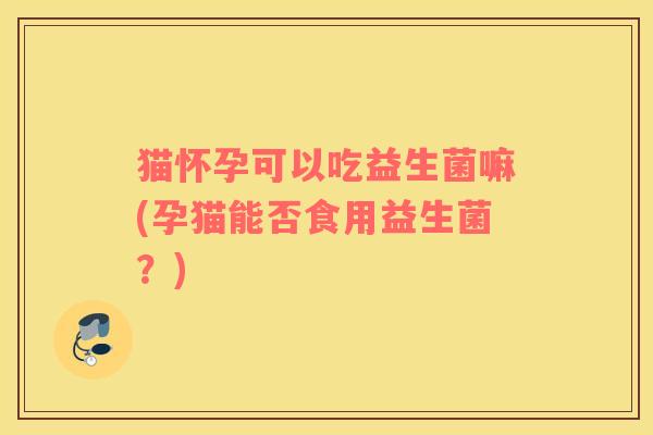 猫怀孕可以吃益生菌嘛(孕猫能否食用益生菌？)