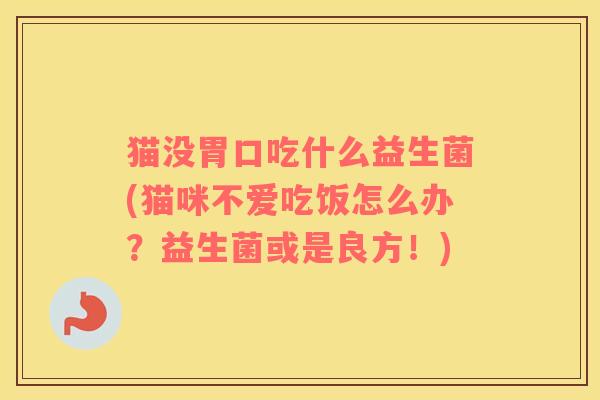猫没胃口吃什么益生菌(猫咪不爱吃饭怎么办？益生菌或是良方！)