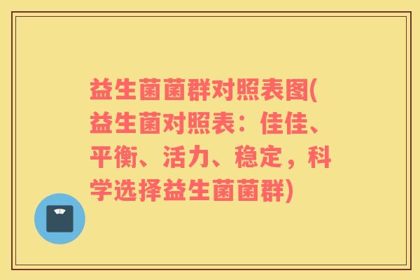 益生菌菌群对照表图(益生菌对照表：佳佳、平衡、活力、稳定，科学选择益生菌菌群)