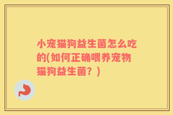 小宠猫狗益生菌怎么吃的(如何正确喂养宠物猫狗益生菌？)