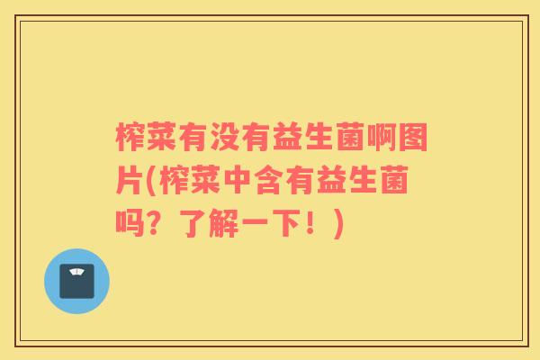 榨菜有没有益生菌啊图片(榨菜中含有益生菌吗？了解一下！)
