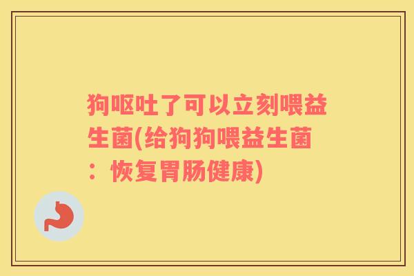 狗了可以立刻喂益生菌(给狗狗喂益生菌:恢复健康) 狗了可以立刻喂益生菌(给狗狗喂益生菌:恢复健康)