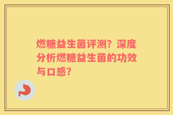燃糖益生菌评测？深度分析燃糖益生菌的功效与口感？