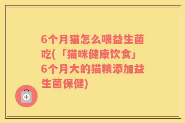 6个月猫怎么喂益生菌吃(「猫咪健康饮食」6个月大的猫粮添加益生菌保健)