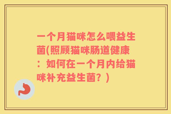 一个月猫咪怎么喂益生菌(照顾猫咪肠道健康：如何在一个月内给猫咪补充益生菌？)